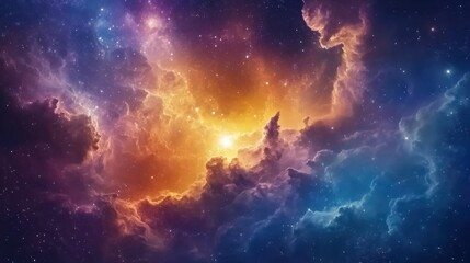 Poster - Stunning depiction of a colorful nebula in a vast cosmic space