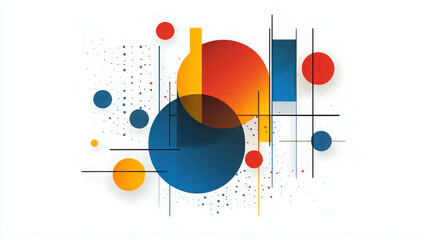 Fototapete - Vibrant Abstract Composition Featuring Geometric Shapes and Vivid Colors in Modern Art Style for Creative and Professional Use