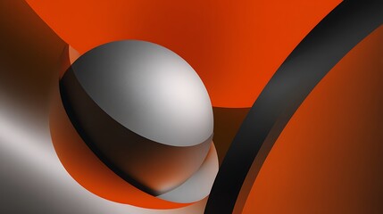 Poster - Abstract shapes in orange gray and black