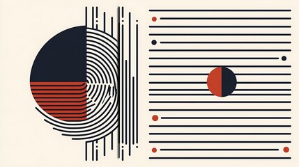 Poster - Abstract shapes with linear elements composition