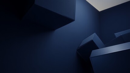 Poster - Abstract dark blue geometric composition concept