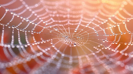 Intricate Spider Web Adorned with Dew