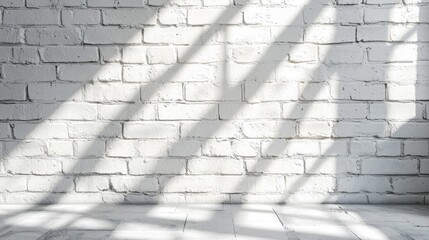 Fototapete - Light and shadow interplay on a textured white brick wall during daylight hours