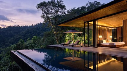 Poster - Luxury villa with infinity pool and mountain view