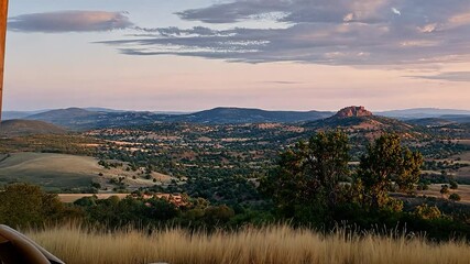 Poster - Panoramic countryside view from a modern terrace.