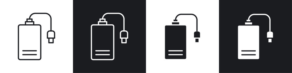 Poster - External hard drive icon symbol collection on white background.