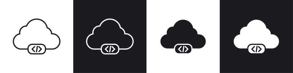 Poster - Cloud code icon symbol collection on white background.