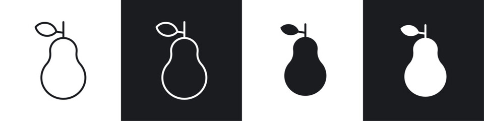 Poster - Pear icon symbol collection on white background.