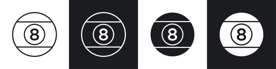 Poster - Pool 8 ball icon symbol collection on white background.