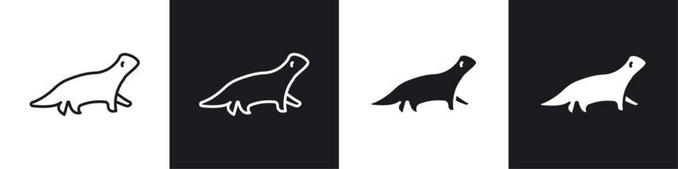 Poster - Otter icon symbol collection on white background.