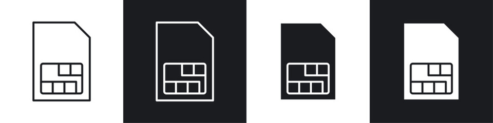 Poster - Sim card icon symbol collection on white background.