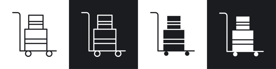 Fototapete - Dolly flatbed icon symbol collection on white background.
