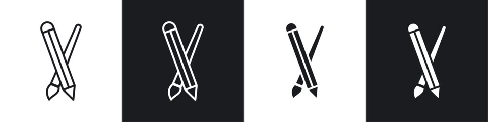 Fototapete - Pencil paintbrush icon symbol collection on white background.