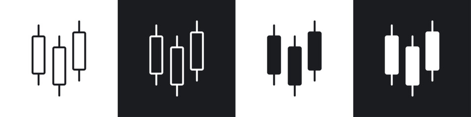 Fototapete - Chart candlestick icon symbol collection on white background.