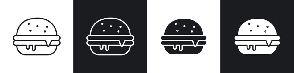 Fototapete - Cheese burger icon symbol collection on white background.