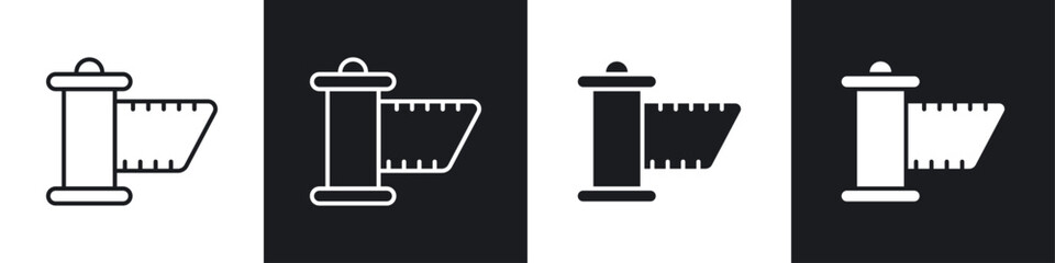 Poster - Film canister icon symbol collection on white background.