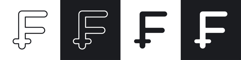 Fototapete - Franc sign icon symbol collection on white background.