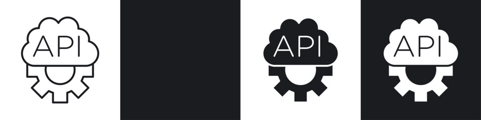 Poster - API icon symbol collection on white background.