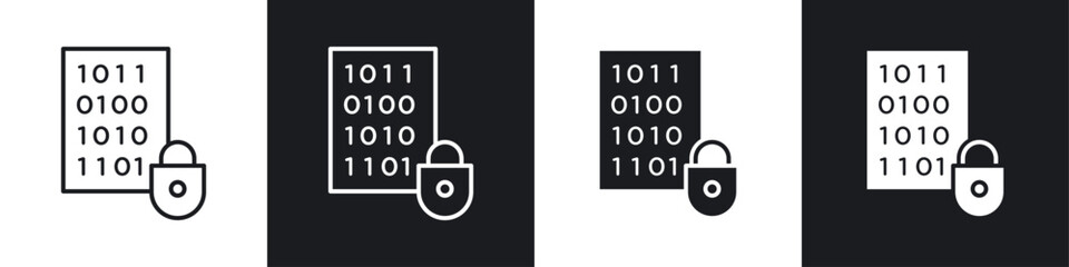Fototapete - Binary Lock icon symbol collection on white background.