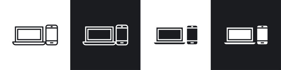 Fototapete - Laptop and Mobile icon symbol collection on white background.