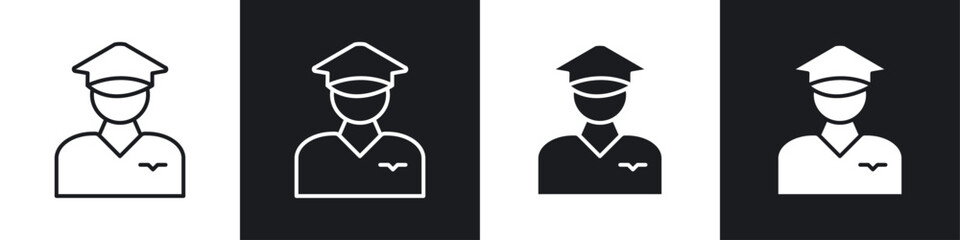 Fototapete - User pilot icon symbol collection on white background.
