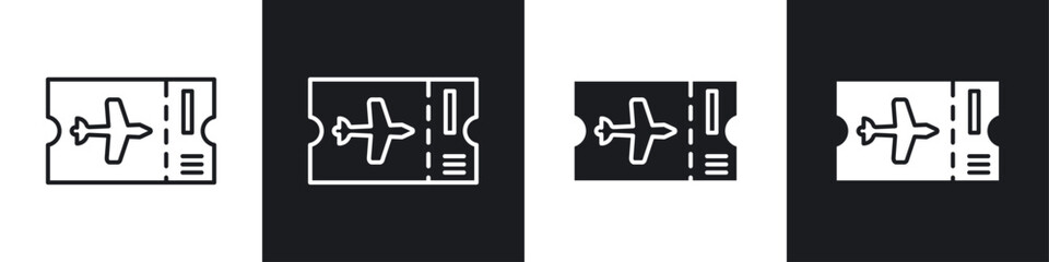 Poster - Ticket airline icon symbol collection on white background.