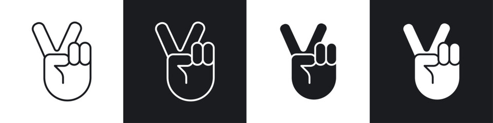 Poster - Hand peace icon symbol collection on white background.