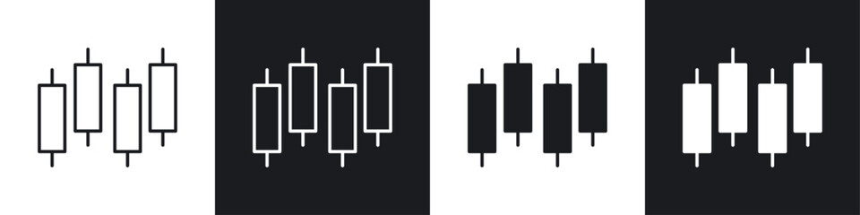 Fototapete - Chart candlestick icon symbol collection on white background.