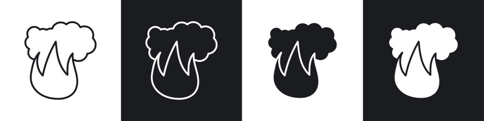 Poster - Fire smoke icon symbol collection on white background.
