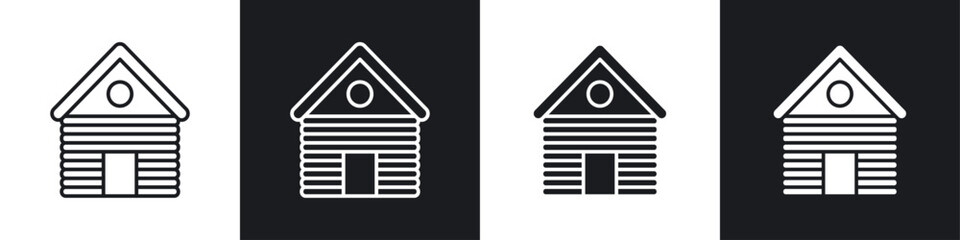 Poster - Cabin icon symbol collection on white background.