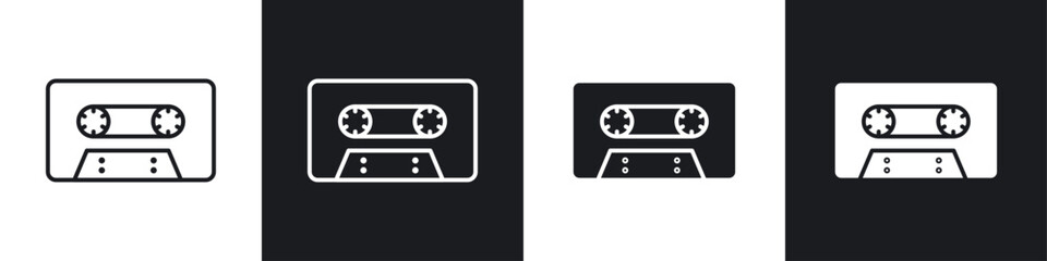 Poster - Cassette tape icon symbol collection on white background.