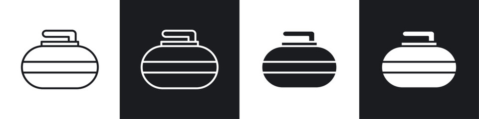 Fototapete - Curling stone icon symbol collection on white background.