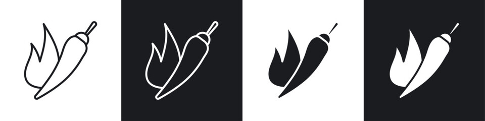 Poster - Pepper hot icon symbol collection on white background.