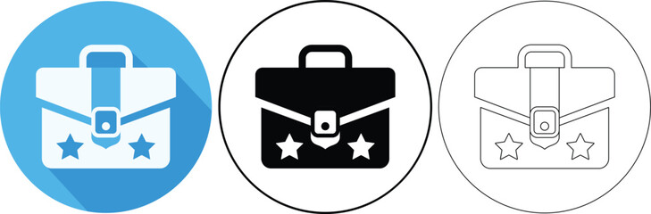 Fototapete - Three different briefcase icons representing business and achievement within circular frames perfectly