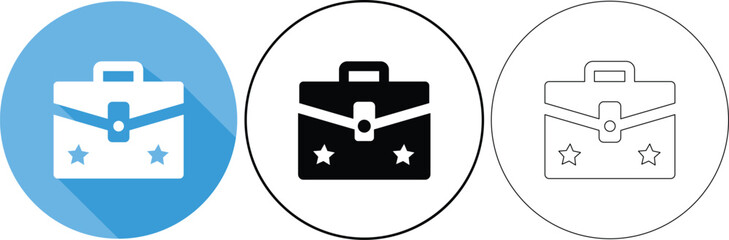 Fototapete - A collection of briefcase icons in different styles representing business and success concepts.