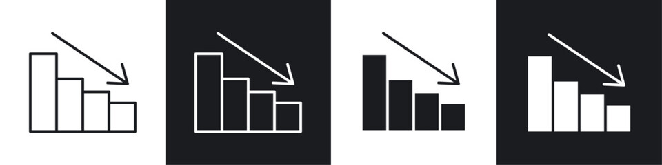 Poster - Chat arrow down icons collection in black and white filled and line versions