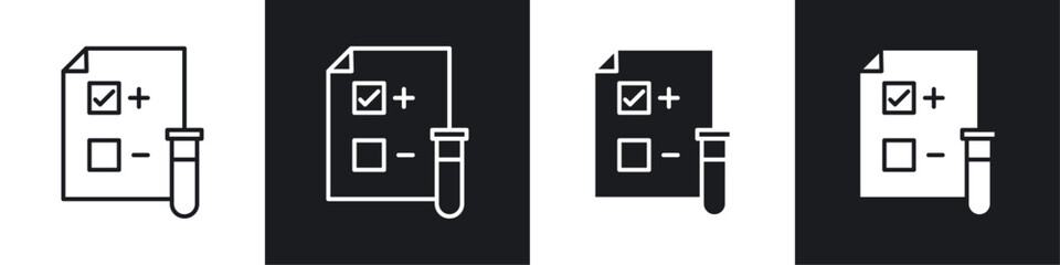 Poster - Test icons collection in black and white filled and line versions