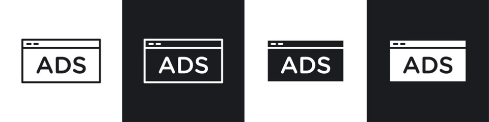 Fototapete - Ad icons collection in black and white filled and line versions