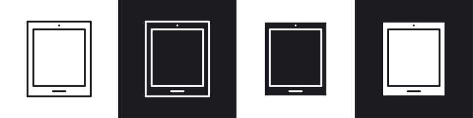 Fototapete - Tablet icons collection in black and white filled and line versions