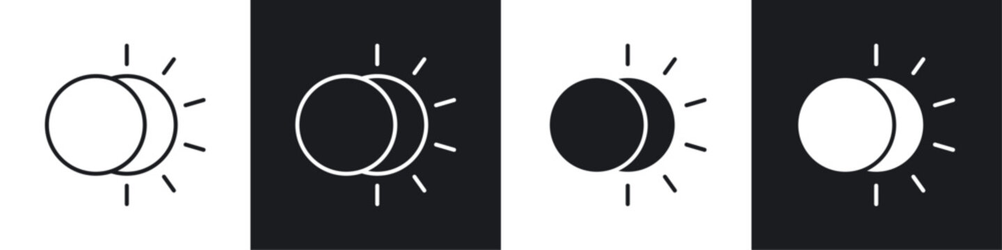 Eclipse icons collection in black and white filled and line versions