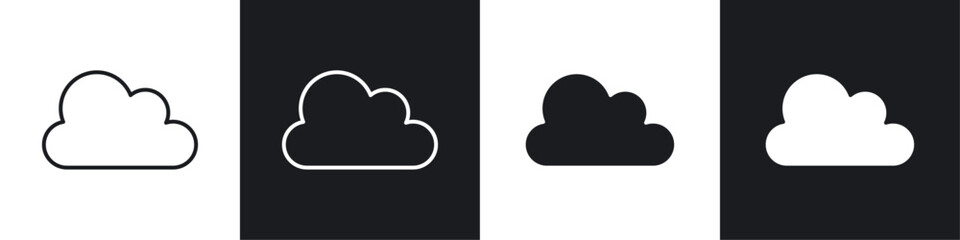 Poster - Clouds icons collection in black and white filled and line versions