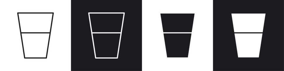 Poster - Glass icons collection in black and white filled and line versions