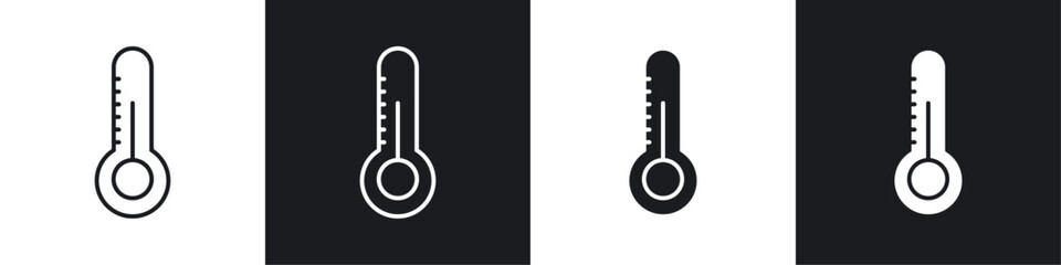 Poster - Temperature icons collection in black and white filled and line versions