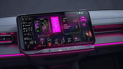 Poster - Futuristic interior dashboard with glowing controls
