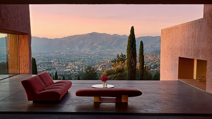 Poster - Modern home with panoramic mountain view.