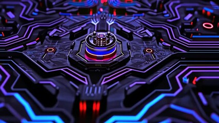 Poster - Detailed circuit board design with glowing lines.