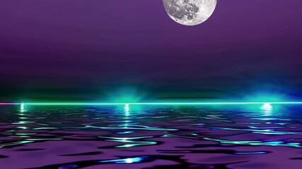 Wall Mural - the moon over the sea