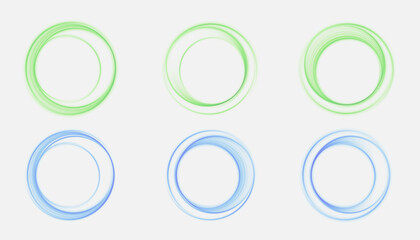 Fototapete - Smooth light rings in green and blue tones, emitting a soft neon glow. Suitable for futuristic interfaces, animations and technodesign.