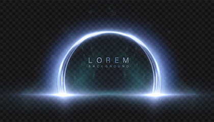 Leinwandbilder - Luminous arc with blue glow and dynamic particle flow on transparent background. Great for sci-fi interfaces, portals or motion design overlays.

