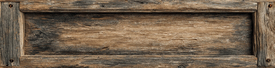 Poster - A close up shot of a weathered wooden frame with a rustic and aged appearance and visible wood grain